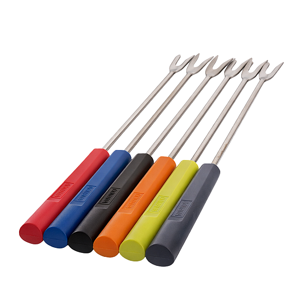 Garfo Para Fondue Inox 23cm Cabo Colorido Reposição 6 Peças