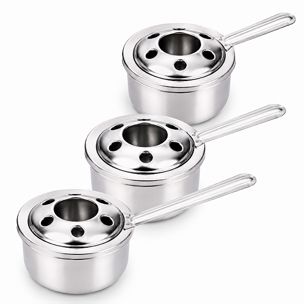 Kit 3 Queimadores Inox Para Rechaud E Fondue Grande Profissional