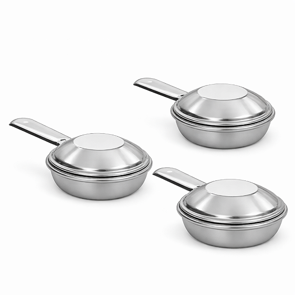 Kit 3 Queimadores Fogareiro com Abafador Inox para Rechaud Fondue Pequeno