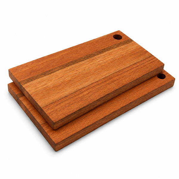 Kit 2 Tábuas De Corte Madeira Maciça Cozinha Carne Legumes 27x15cm Essence