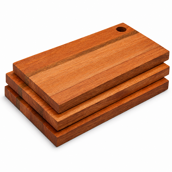 Kit 3 Tábuas De Corte Madeira Maciça Cozinha Carne Legumes 27x15cm Essence