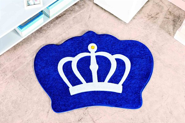 Tapete Formato Feltro Antiderrapante Coroa Azul Royal