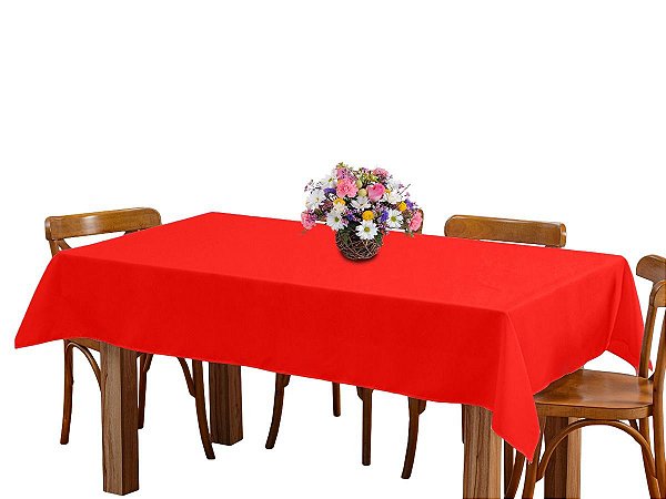 Toalha de mesa 6 Lugares 2,00m Retangular Oxford Vermelho