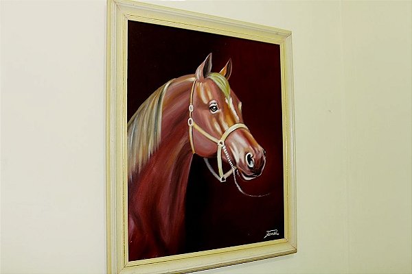 Pintura De Cavalo Em Óleo Sobre Tela, Tamanho 50/60cm