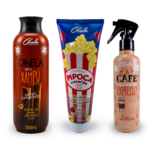 Trio Cresce e Encorpa (Canela + Café Expresso + Pipoca)