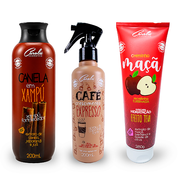 Crescimento Maçã (Café expresso Spray Crescimento + Canela em Xampú + Maçã Creminho)