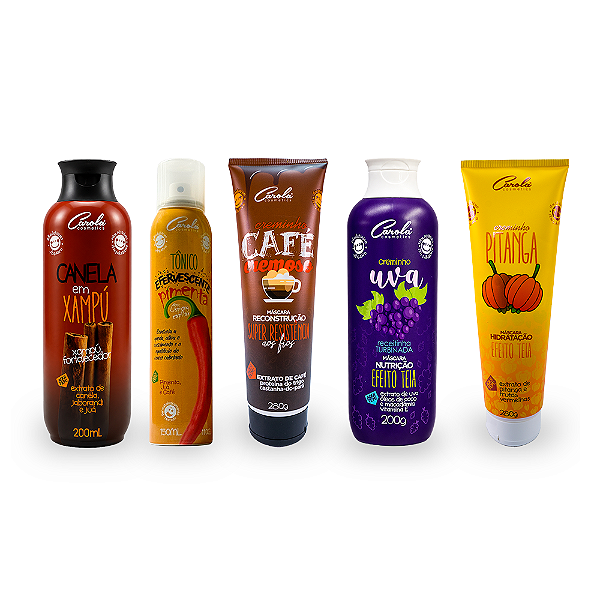 Cronograma Pimenta (Xampú Canela + Spray Pimenta + Café Cremoso + Uva + Pitanga)