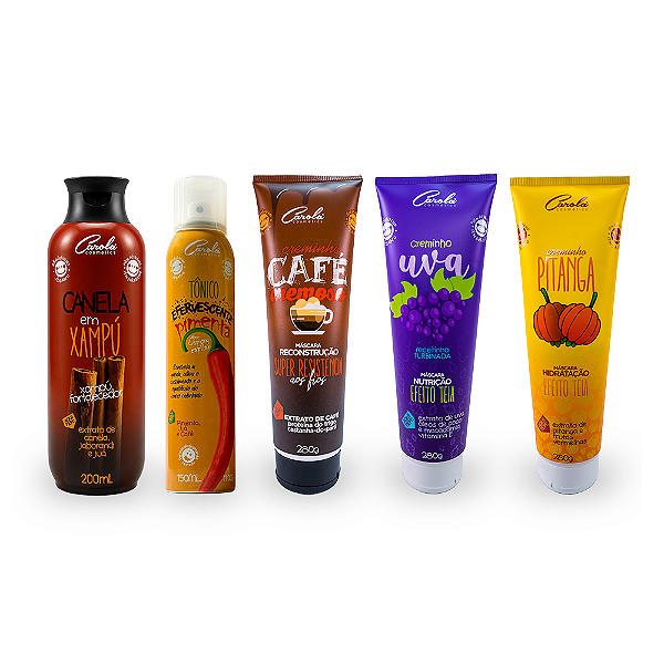 Cronograma Pimenta (Xampú Canela + Spray Pimenta + Café Cremoso + Uva + Pitanga)