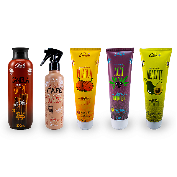 Cronograma Café com Frutas e Canela (Spray Café expresso 200ml + Canela em Xampú 280ml + Açaí Creminho + Pitanga Creminho + Abacate Creminho)