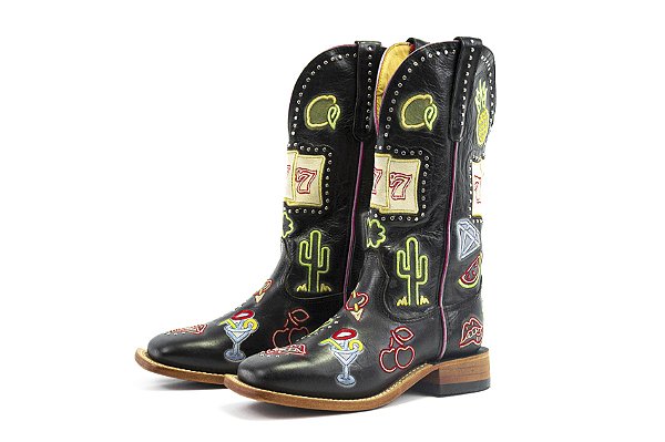 Bota Feminina Goyazes Couro Mustang Preto - Couro Mustang Preto