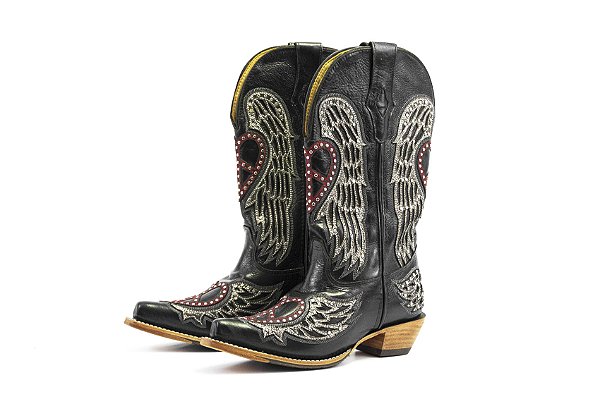Bota Feminina Goyazes Mustang Preto Couro Mustang Preto - BF