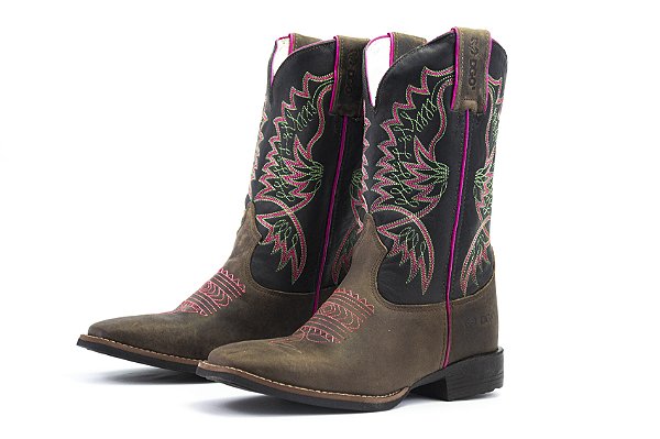 Bota Feminina Durango / Med Dog Preto/Pink - Solado Flex