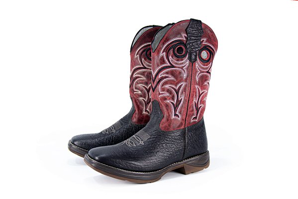 Bota Masculina Mr West - Cabeça Preta - Cano Médio Fóssil Vermelho - Jump