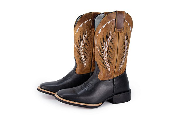 Bota Masculina Mr West Fóssil Preto - Cano Fóssil Mostarda - Flex