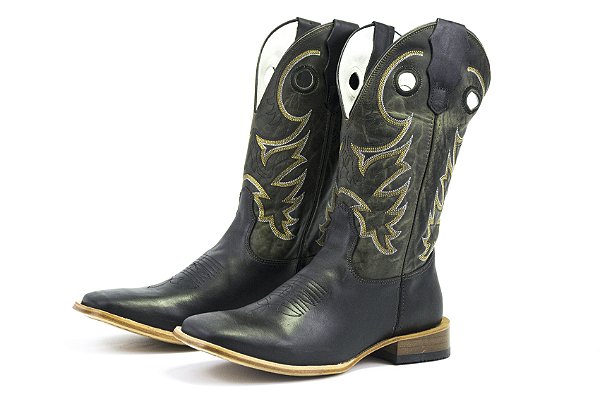 Bota Masculina Mr West Fossil Preto - Fossil Verde - Couro