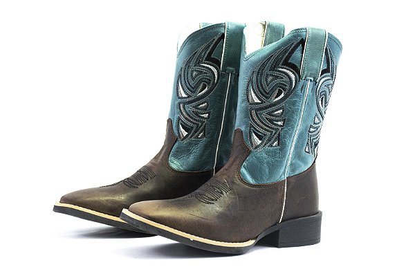 Bota Masculina Mr West Fóssil Café - Cano Malb Turquesa -Flex