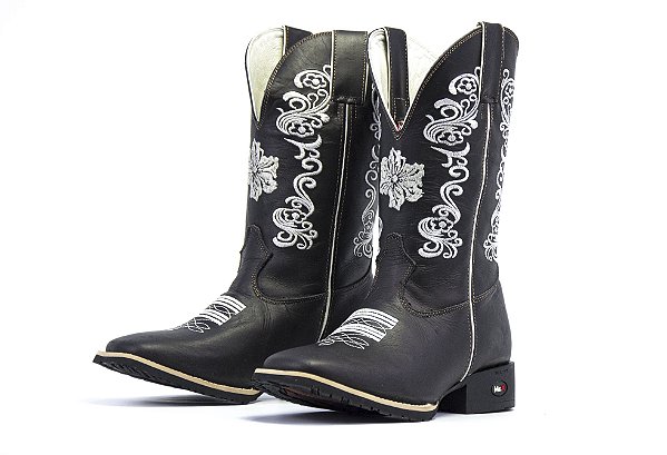 Bota Feminina Mr West Flor Bordado Branco - Flex