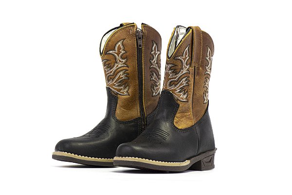 Bota Mr West Infantil B-77  0121 Preto - 1474 Fossil Preto Cano Fossil Mostarda Solado Led Trovao - Flex
