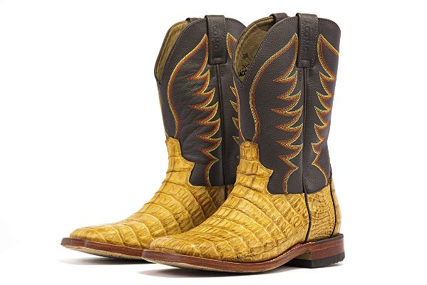 Bota Masculina Jácomo Exótica - Jacaré Cauda Havana - Napa Cafe (E) 2882 RGDQ - Couro