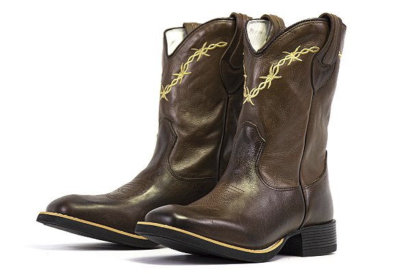 Bota Masculina Cavazzani Latego Castanho 01 Cafe Bordado Arame - Flex