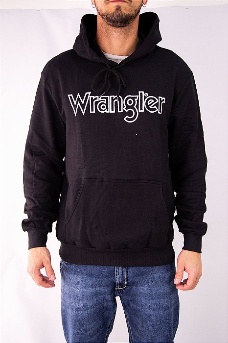 Moletom Masculino Wrangler com Capuz - Preto/Branco