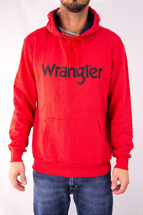 Moletom Masculino Wrangler com Capuz - Vermelho/Preto