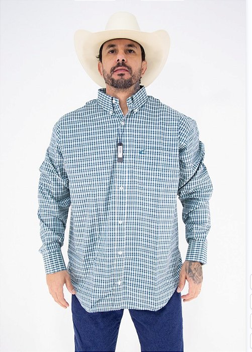 Camisa Masculina Classic Manga Longa - Xadrez Verde