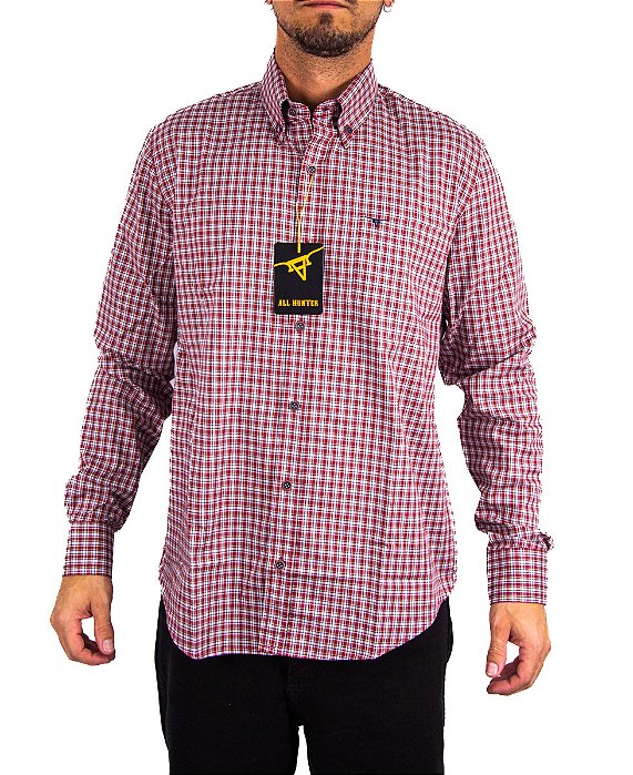 Camisa Masculina All Hunter - Manga Longa Vermelho/Preto