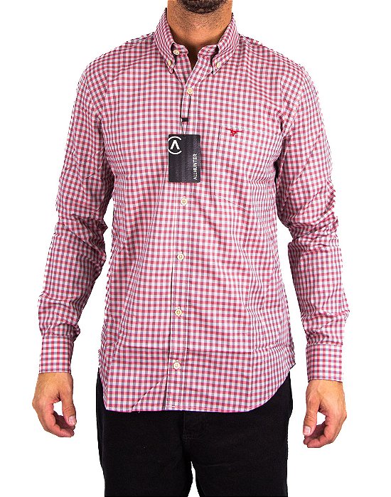 Camisa Masculina All Hunter - Manga Longa Vermelho/Cinza