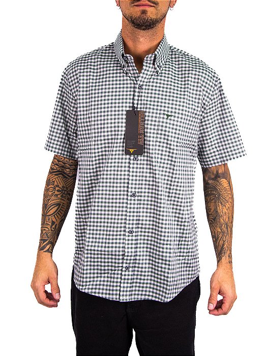 Camisa Masculina All Hunter - Manga Curta Verde/Cinza