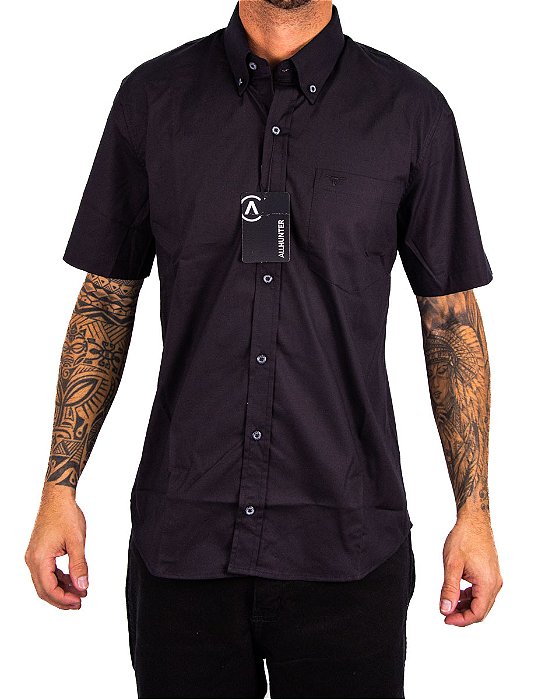 Camisa Masculina All Hunter - Manga Curta Preto Liso
