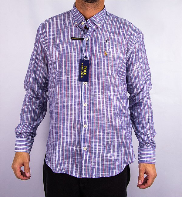 Camisa Masculina Pollo Ralph Lauren - Manga Longa Xadrez Vinho