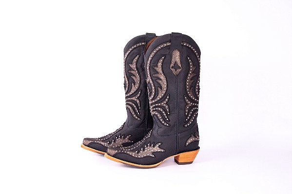 Bota Feminina Goyazes Bico fino/ Dallas marinho - Solado Couro
