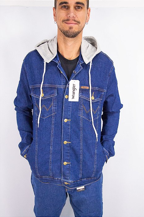 Jaqueta Masculina Wrangler WM9725UN - Jeans Lycra com Gorro Pano