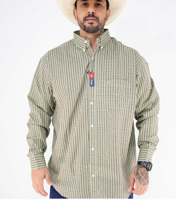 Camisa Masculina Classic Manga Longa - Xadrez Amarelo/ Preto/ Vermelho