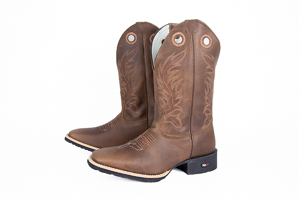 Bota Unissex Mr West - Cor Fossil Tabaco/ Bico Quadrado/ Cano Médio 11 Café/ Solado Flex/ Puxador Redondo - Outlet