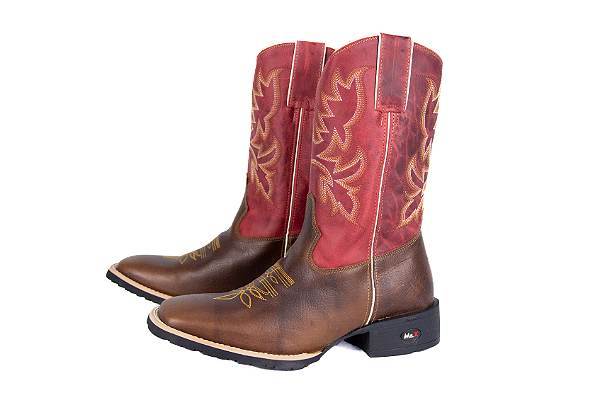 Bota Unissex Mr West - Cor Fossil Vermelho/ Mamute Tabaco/ Bico Quadrado/ Solado Flex - Outlet