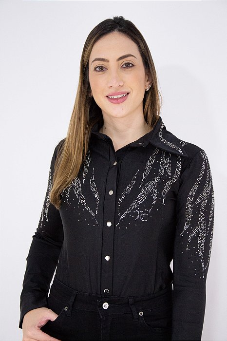Body Feminino Preto Pena
