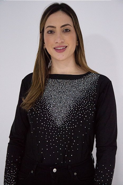 Body Feminino Preto sem botão