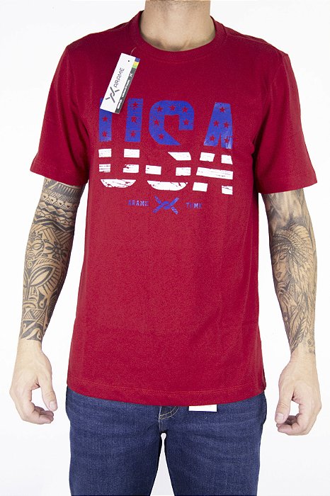 Camiseta Masculina Arame Cor/Modelo Arm USA American