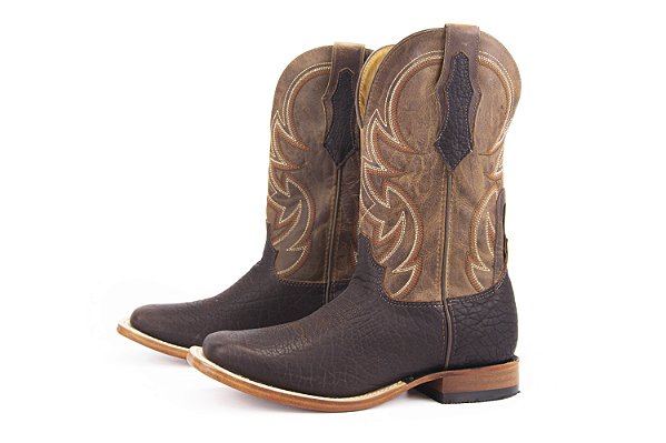 Bota Masculina Goyazes Bico Quadrado/ Couro Cabeça/ Cor: Cabeça Brown/ Couro Dallas Furta Cor 241503-CBC