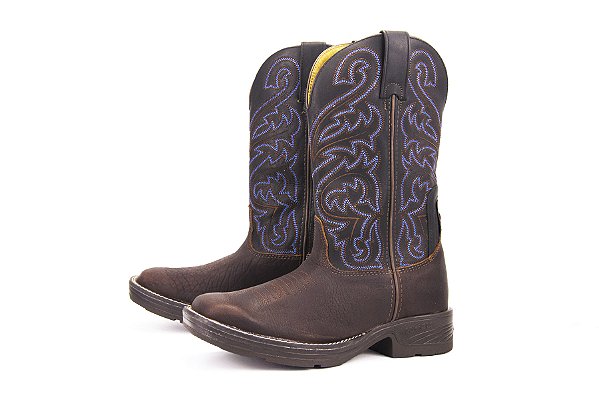 Bota Masculina Goyazes Solado Jump/ Cor Cabeça Brown/ Couro Mustang Preto 243002-CBJ