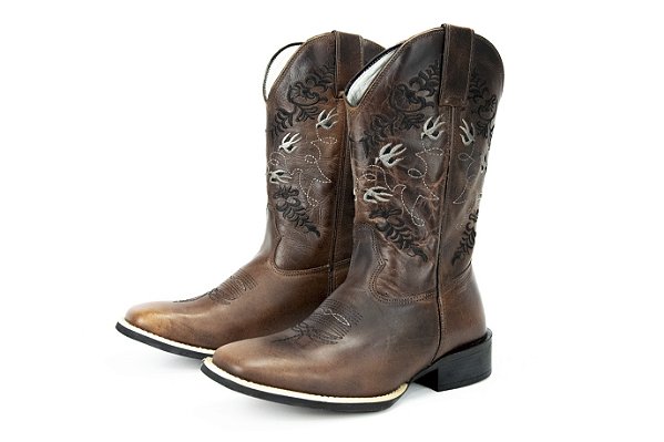 Bota Feminina Mr West Solado Flex/ Cano Médio/ Bico Quadrado/ Cor: 1474 Fóssil Sella/ Fóssil Sella