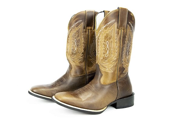 Bota Masculina Mr West Solado Flex/ Bico Quadrado/ B-36 907 BC/AM Cor 1474 - Fóssil Tabaco/ Fóssil mostarda