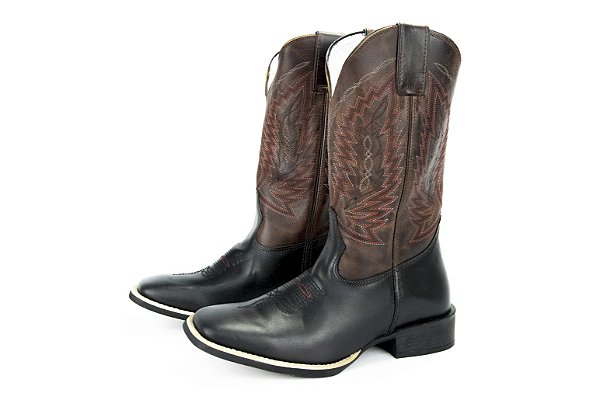 Bota Masculina Mr West Solado Flex/ Bico Quadrado/ B-77 907 PTO/VM Cor 1474 - Fóssil Preto/ Fóssil Sella