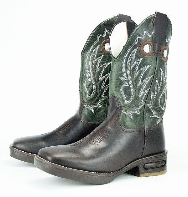 Bota Masculina Mr West - Fóssil Café - Cano Médio Fossil Verde - Jump bolha