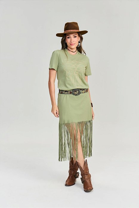 Vestido Feminino All Hunter Verde com franja