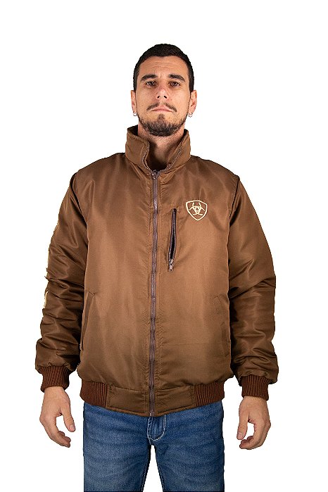 Jaqueta Masculina Ariat Nylon - Bordado Marrom
