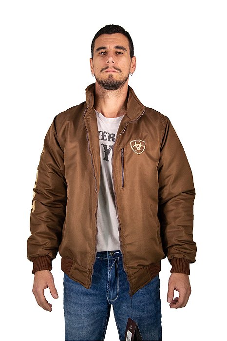 Jaqueta Masculina Ariat Nylon - Bordado Marrom