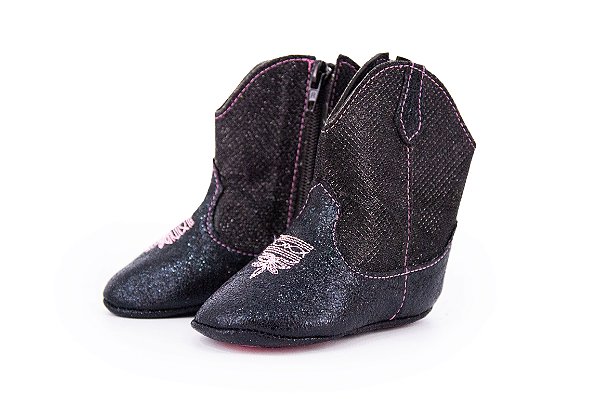 Bota Infantil Baby Country RF 02 Cor: Preto e Rosa